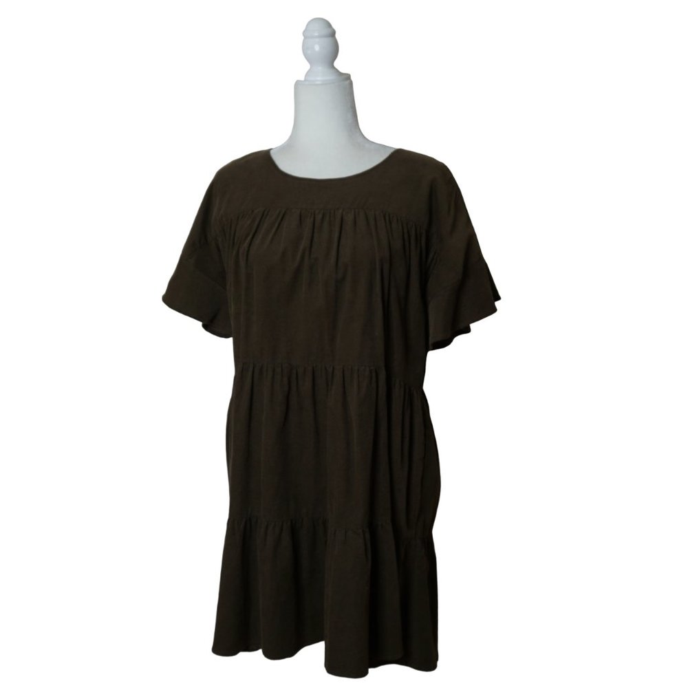 💜 KLD Brown Corduroy Baby Doll Dress (M)